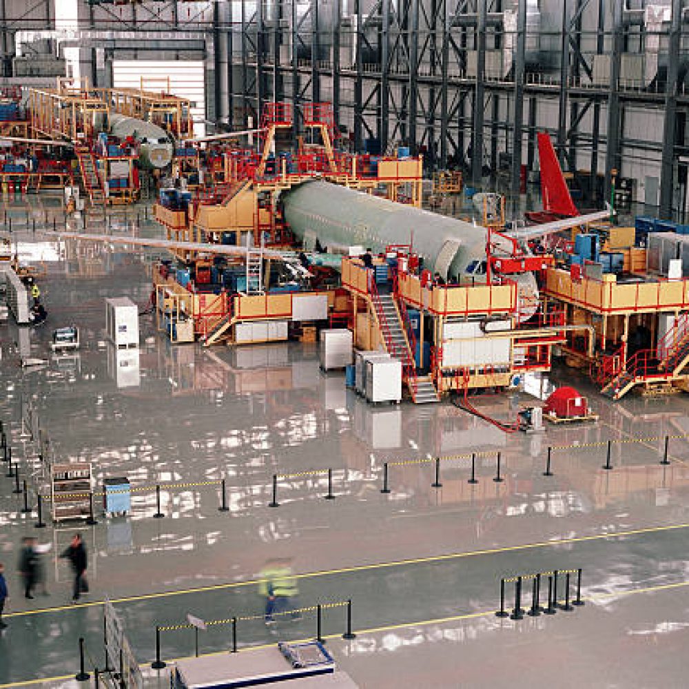 Aircraft factory assembly line